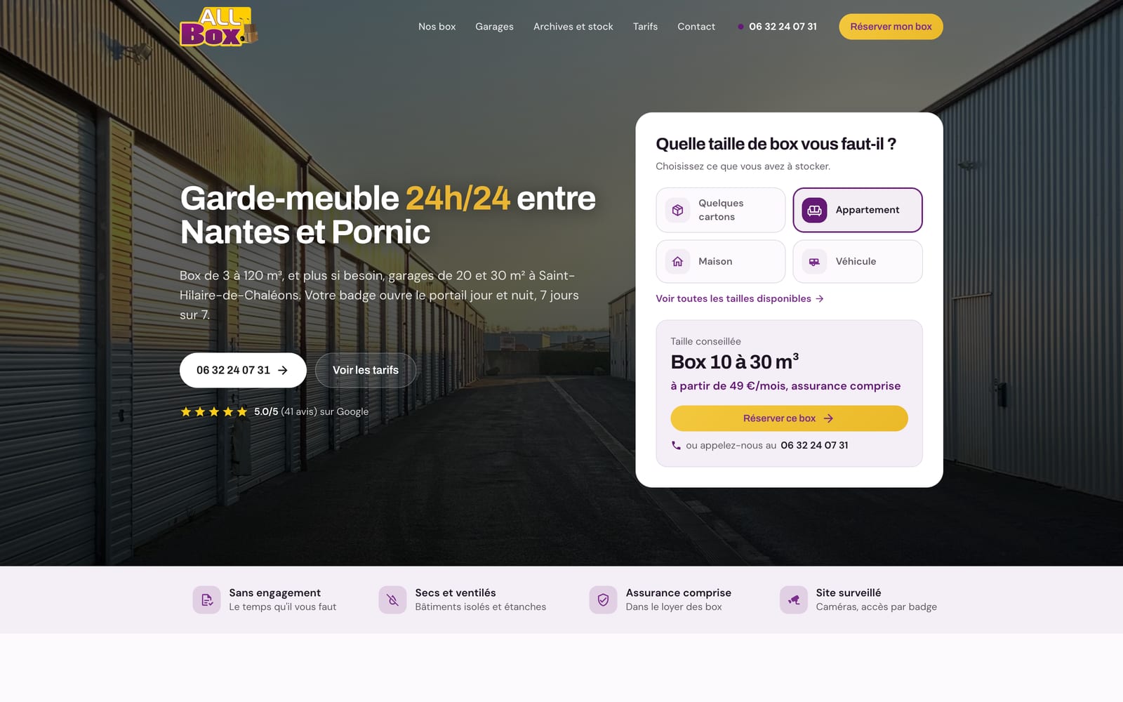Site du centre All Box, box et garages entre Nantes et Pornic