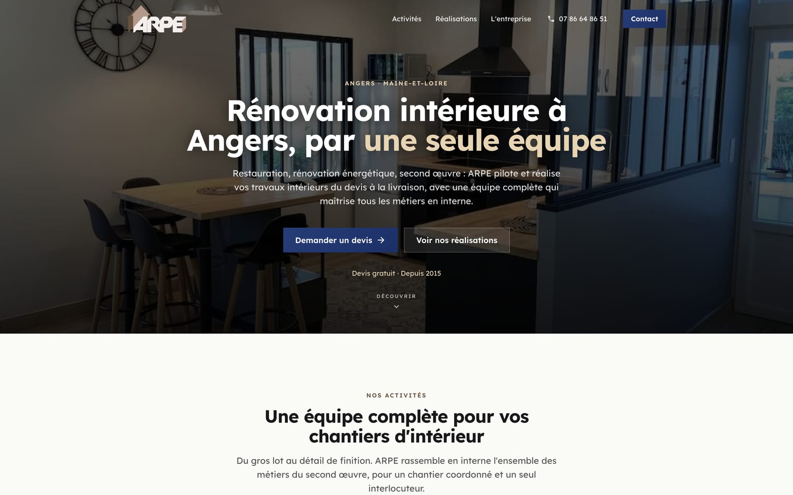 Site web client - ARPE, rénovation intérieure à Angers