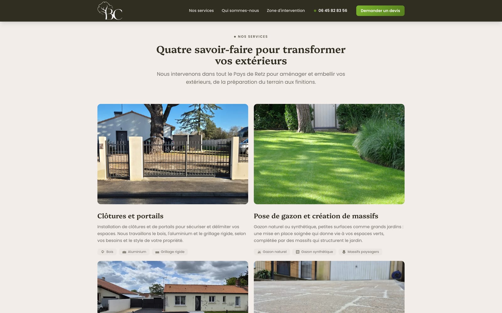 Site web client - BC Paysage, paysagiste en Pays de Retz