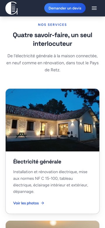 Site web client - GMaudet Élec, version mobile