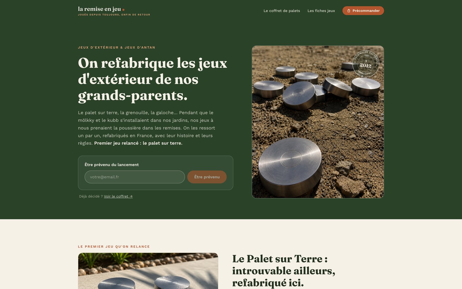 Site web - La Remise en Jeu, jeux d'antan refabriqués en France