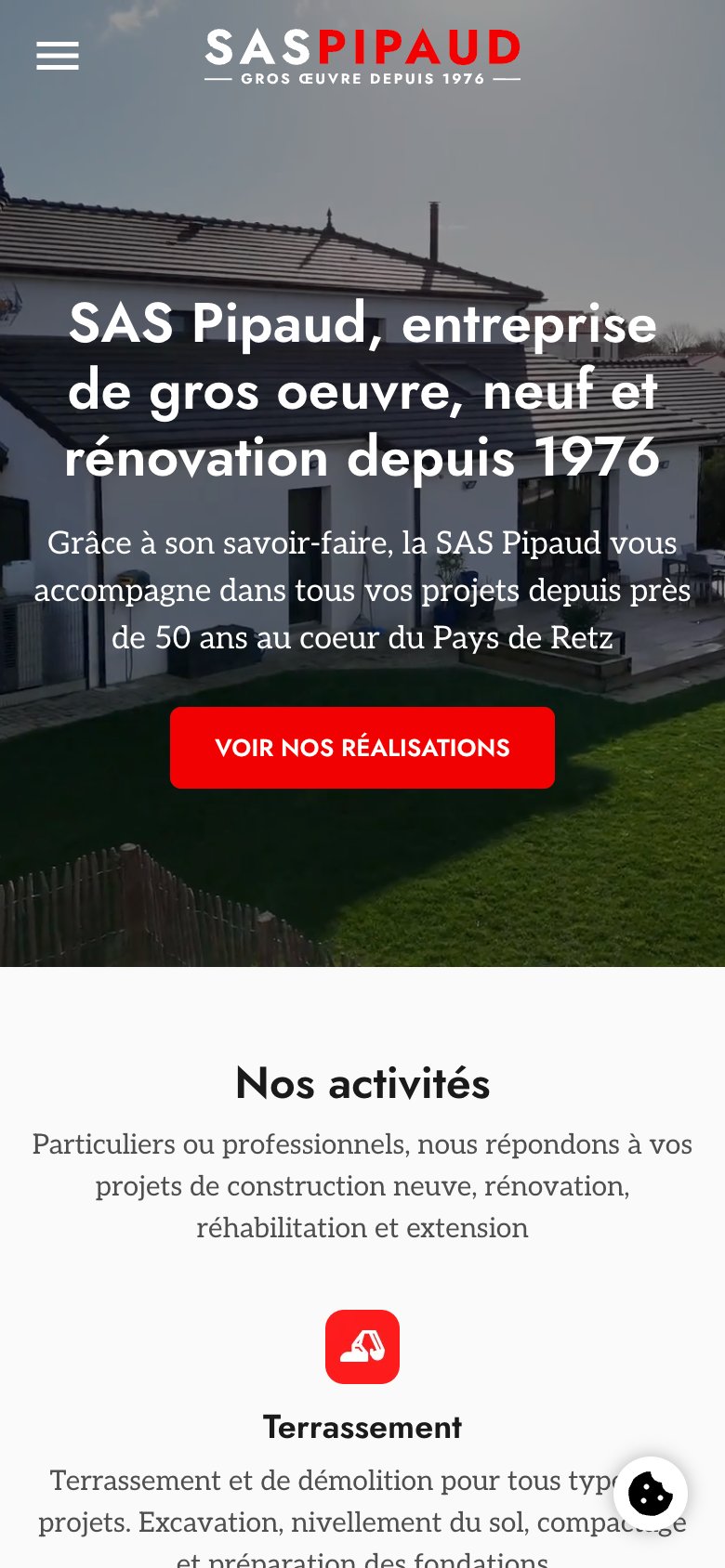 Site web client - SAS Pipaud — version mobile