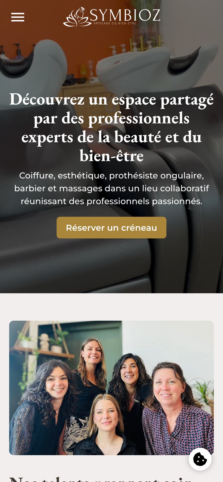 Site web client - Symbioz — version mobile